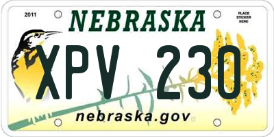NE license plate XPV230