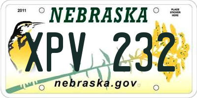 NE license plate XPV232
