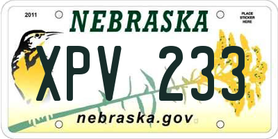 NE license plate XPV233