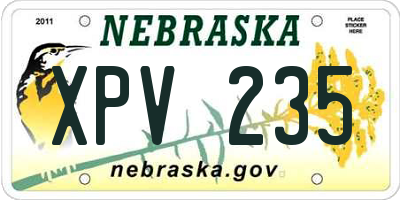 NE license plate XPV235