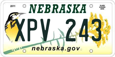 NE license plate XPV243