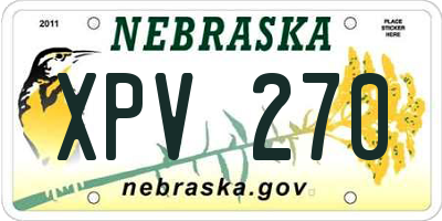 NE license plate XPV270