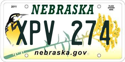NE license plate XPV274