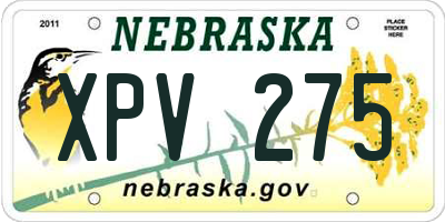 NE license plate XPV275