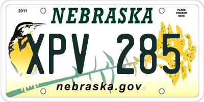 NE license plate XPV285
