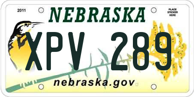 NE license plate XPV289