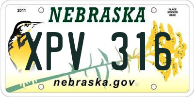 NE license plate XPV316