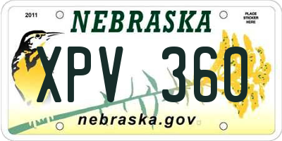 NE license plate XPV360