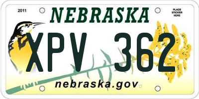 NE license plate XPV362
