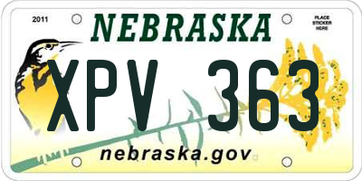 NE license plate XPV363