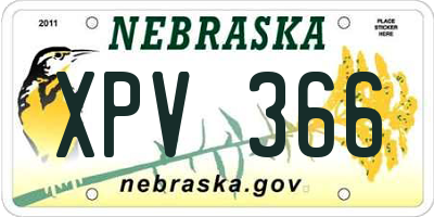 NE license plate XPV366