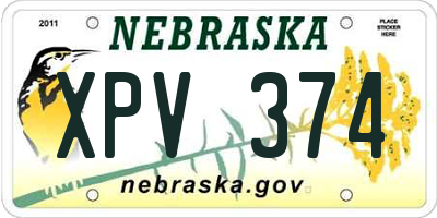 NE license plate XPV374