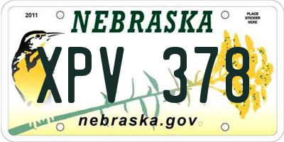NE license plate XPV378