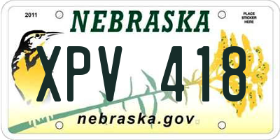 NE license plate XPV418