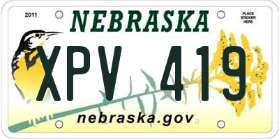NE license plate XPV419