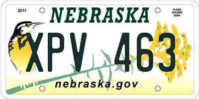 NE license plate XPV463