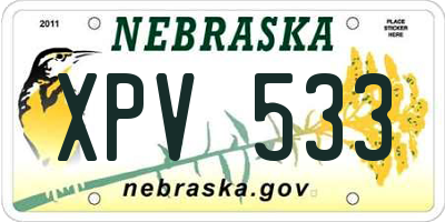 NE license plate XPV533