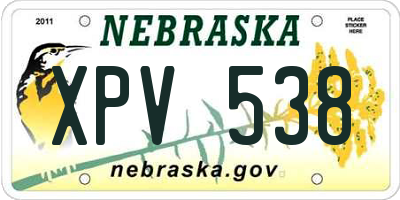 NE license plate XPV538