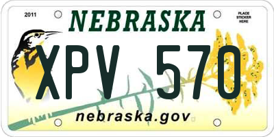 NE license plate XPV570