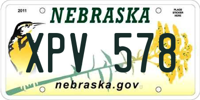 NE license plate XPV578