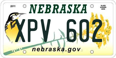 NE license plate XPV602