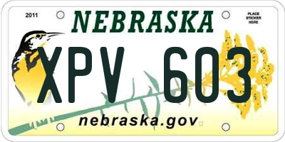 NE license plate XPV603