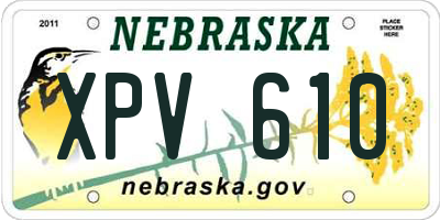 NE license plate XPV610