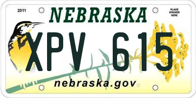 NE license plate XPV615