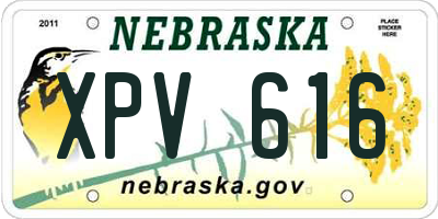 NE license plate XPV616