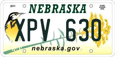 NE license plate XPV630