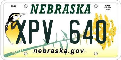 NE license plate XPV640
