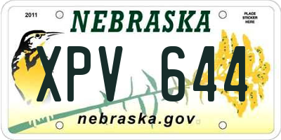 NE license plate XPV644