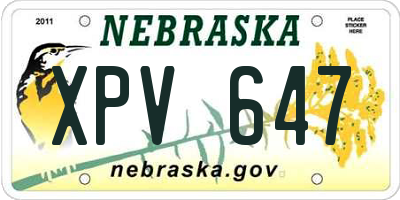 NE license plate XPV647