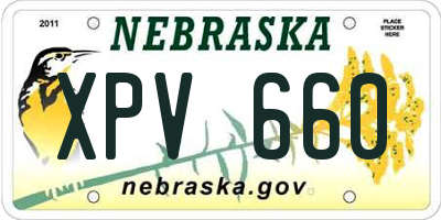 NE license plate XPV660