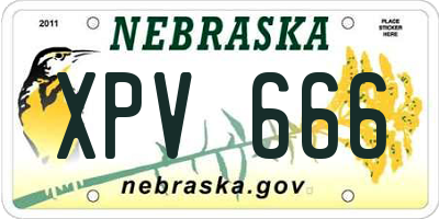 NE license plate XPV666