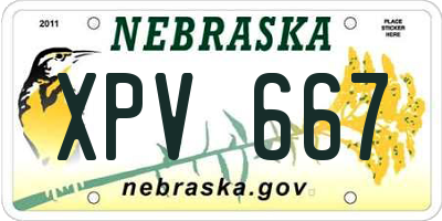 NE license plate XPV667