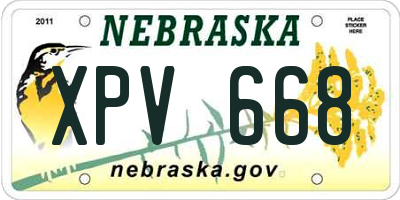 NE license plate XPV668