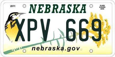 NE license plate XPV669