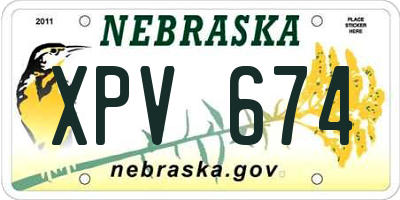NE license plate XPV674