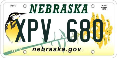 NE license plate XPV680