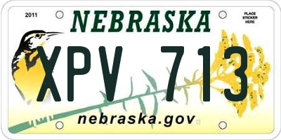 NE license plate XPV713
