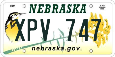 NE license plate XPV747