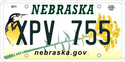 NE license plate XPV755