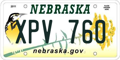 NE license plate XPV760