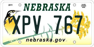 NE license plate XPV767