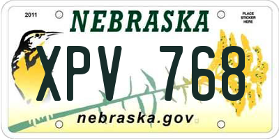 NE license plate XPV768