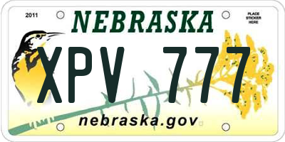 NE license plate XPV777