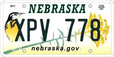 NE license plate XPV778
