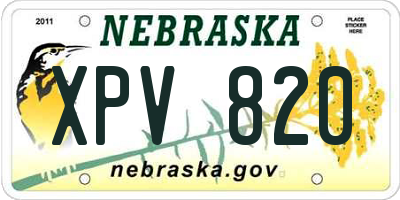 NE license plate XPV820