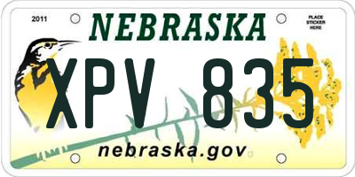 NE license plate XPV835